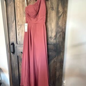 Azazie One Shoulder Dress in Dusty Rose